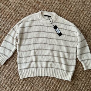Jenni Kayne Cream and Gray Striped Sweater